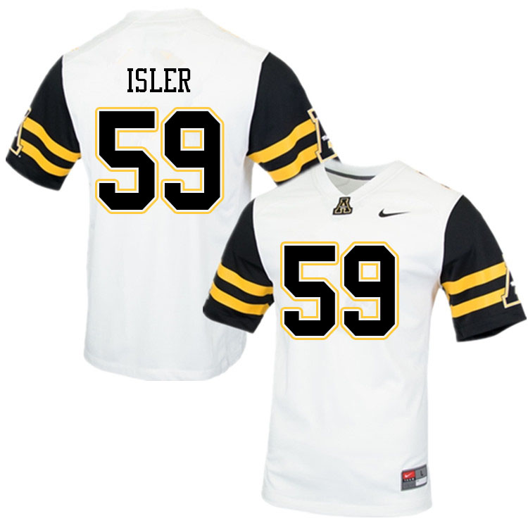 Men #59 Justin Isler Appalachian State Mountaineers College Football Jerseys Sale-White - Click Image to Close
